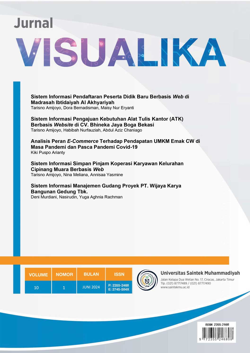 					View Vol. 10 No. 1 (2024): Jurnal VISUALIKA
				